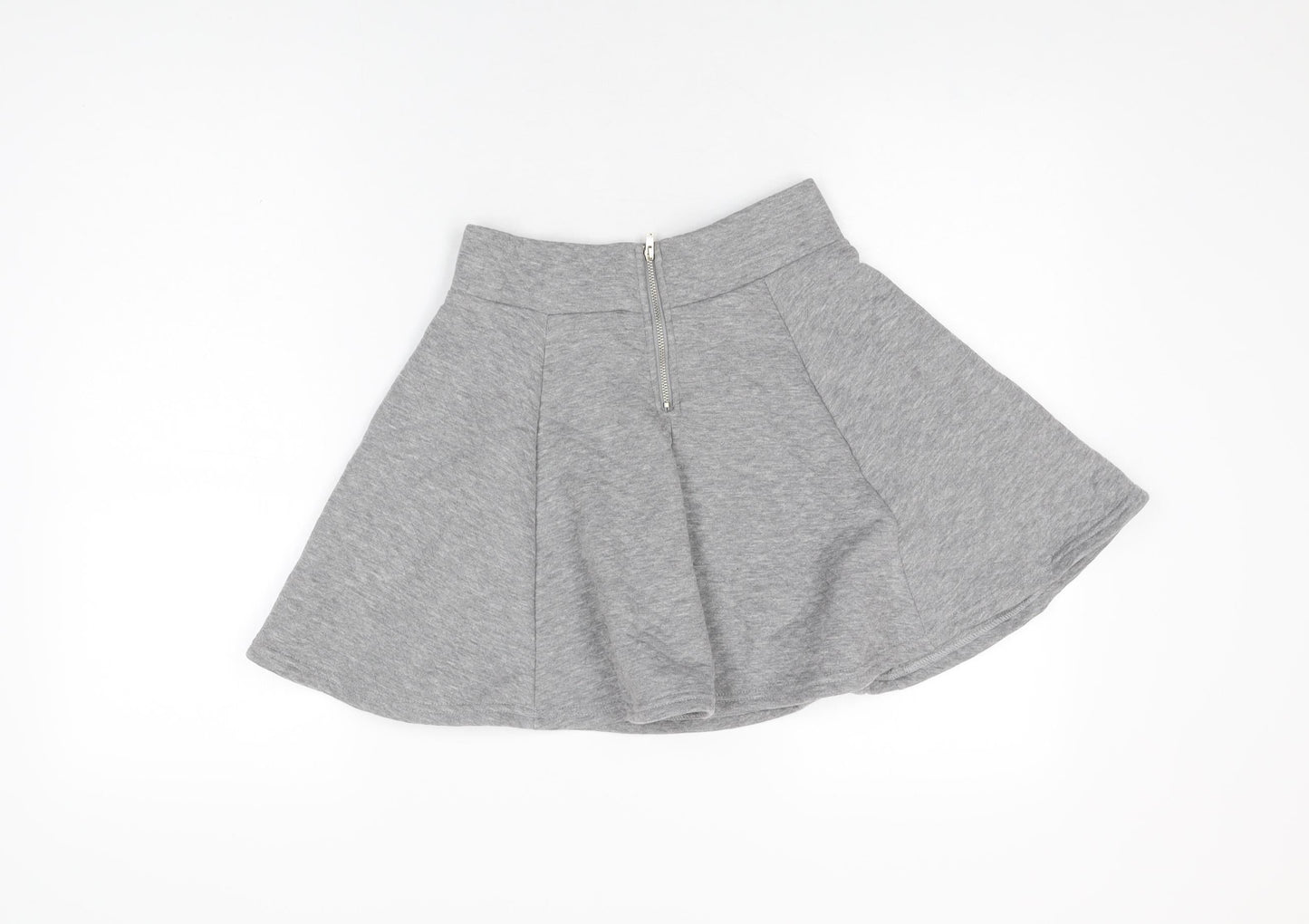 H&M Womens Grey Polyester Skater Skirt Size XS Zip