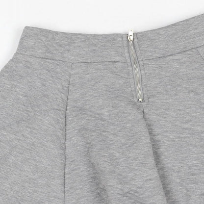 H&M Womens Grey Polyester Skater Skirt Size XS Zip
