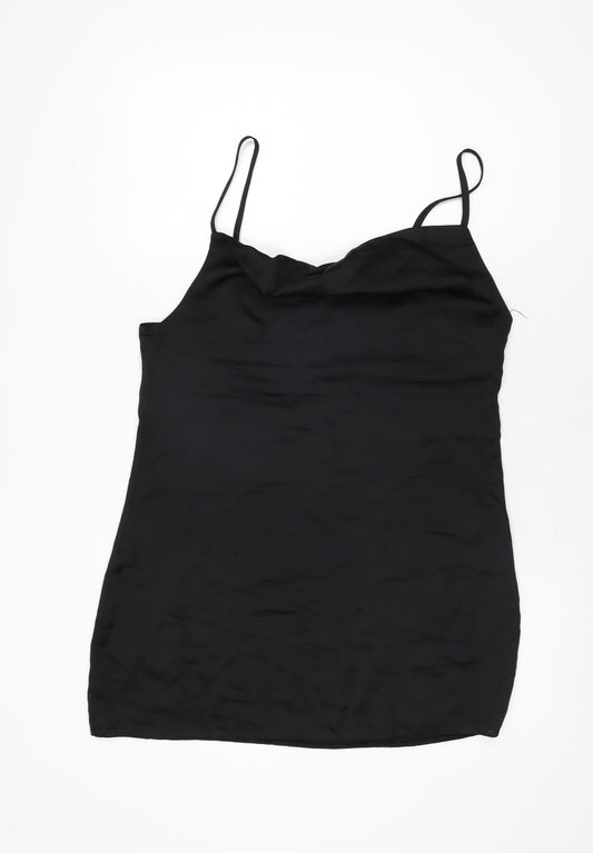 I SAW IT FIRST Womens Black Polyester Camisole T-Shirt Size 14 Cowl Neck
