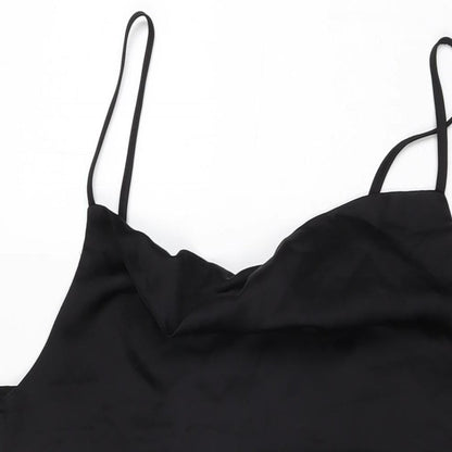 I SAW IT FIRST Womens Black Polyester Camisole T-Shirt Size 14 Cowl Neck