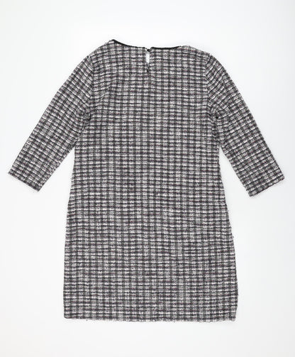 Wallis Womens Multicoloured Geometric Polyester Shift Size 12 Round Neck Button