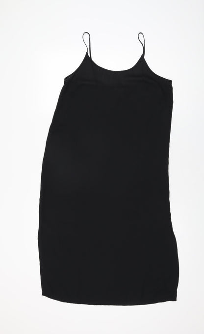 H&M Womens Black Polyester Slip Dress Size 10 Scoop Neck Pullover