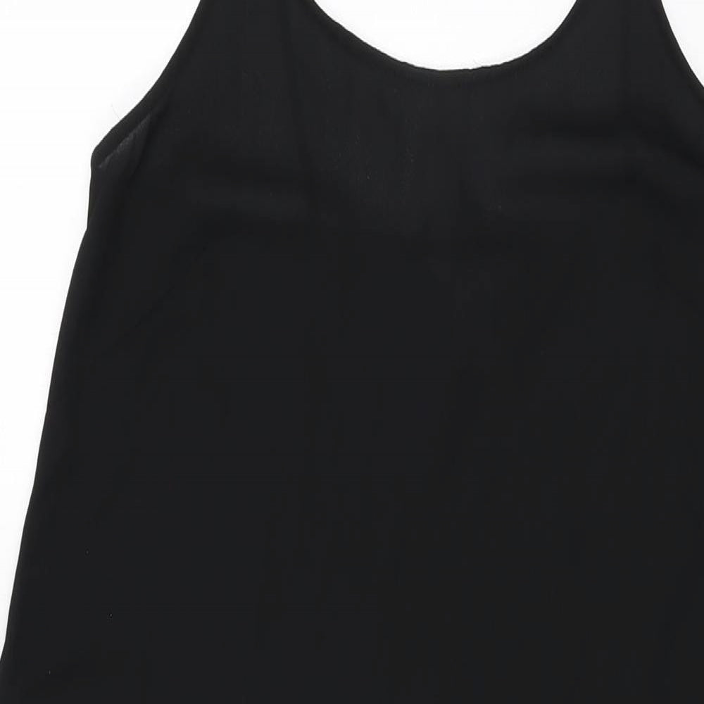 H&M Womens Black Polyester Slip Dress Size 10 Scoop Neck Pullover