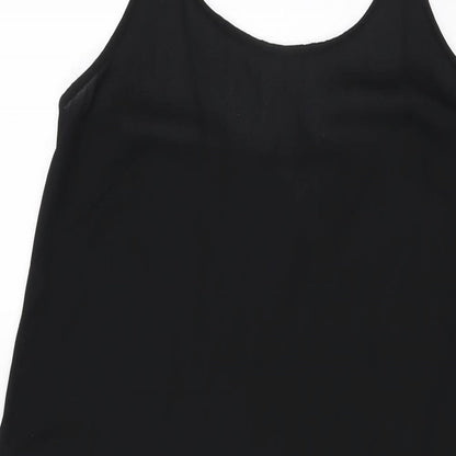 H&M Womens Black Polyester Slip Dress Size 10 Scoop Neck Pullover