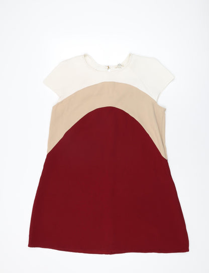 River Island Womens Red Geometric Polyester Shift Size 14 Round Neck Pullover