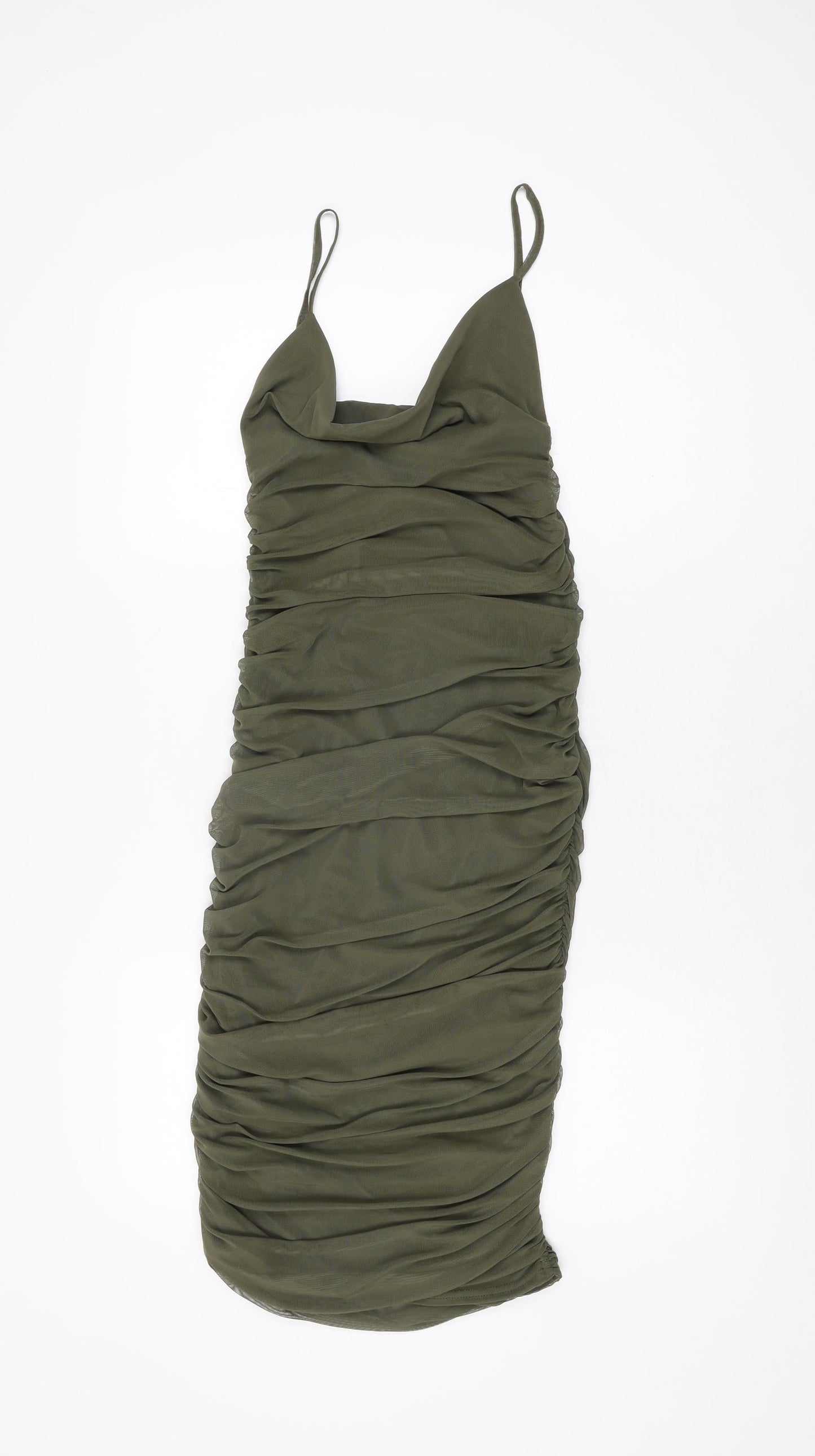 Pink Vanilla Womens Green Polyester Bodycon Size 10 Cowl Neck Pullover