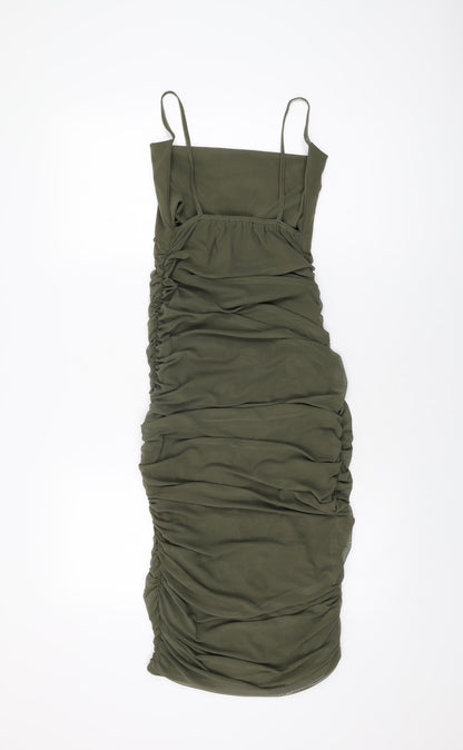 Pink Vanilla Womens Green Polyester Bodycon Size 10 Cowl Neck Pullover