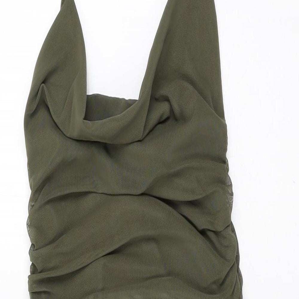 Pink Vanilla Womens Green Polyester Bodycon Size 10 Cowl Neck Pullover