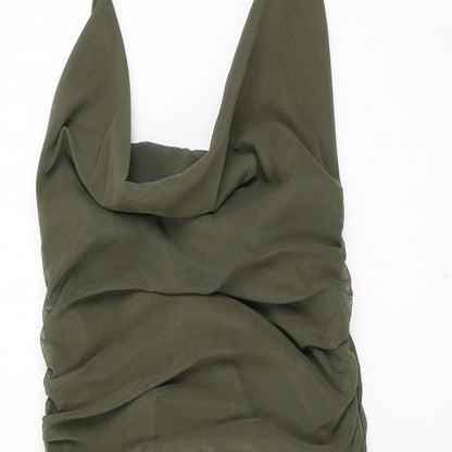 Pink Vanilla Womens Green Polyester Bodycon Size 10 Cowl Neck Pullover