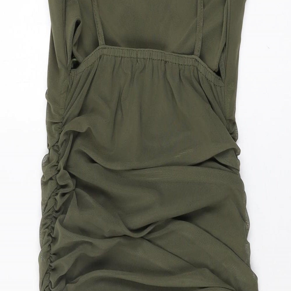 Pink Vanilla Womens Green Polyester Bodycon Size 10 Cowl Neck Pullover