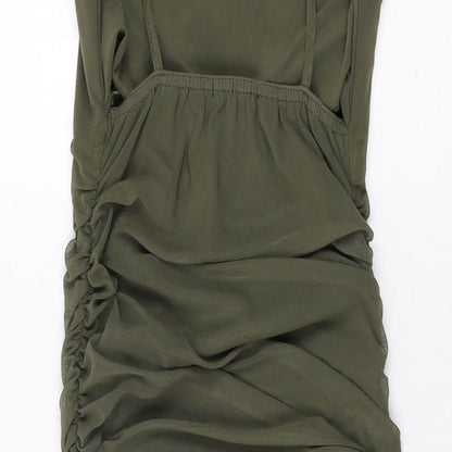 Pink Vanilla Womens Green Polyester Bodycon Size 10 Cowl Neck Pullover