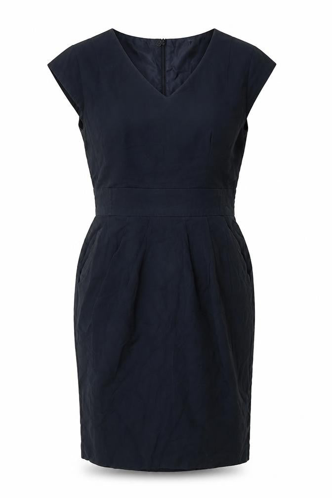 Marks and Spencer Womens Blue Polyester Bodycon Size 14 V-Neck Zip