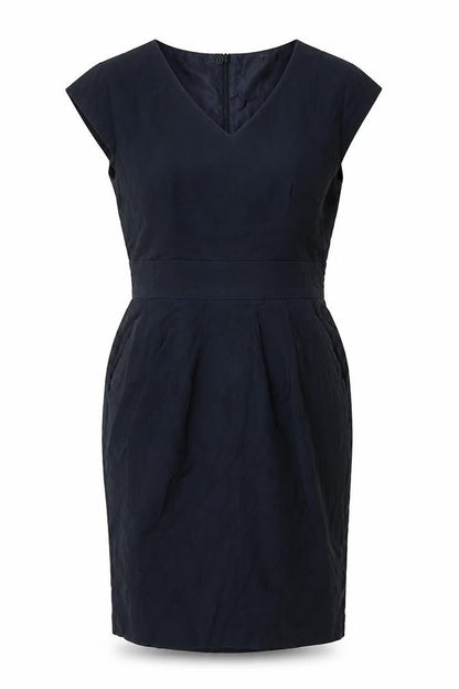 Marks and Spencer Womens Blue Polyester Bodycon Size 14 V-Neck Zip