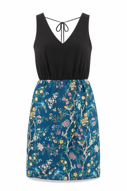 Oasis Womens Black Floral Polyester Shift Size 10 V-Neck Tie
