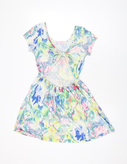 @Republic Womens Multicoloured Geometric Polyester Skater Dress Size 8 Scoop Neck Pullover