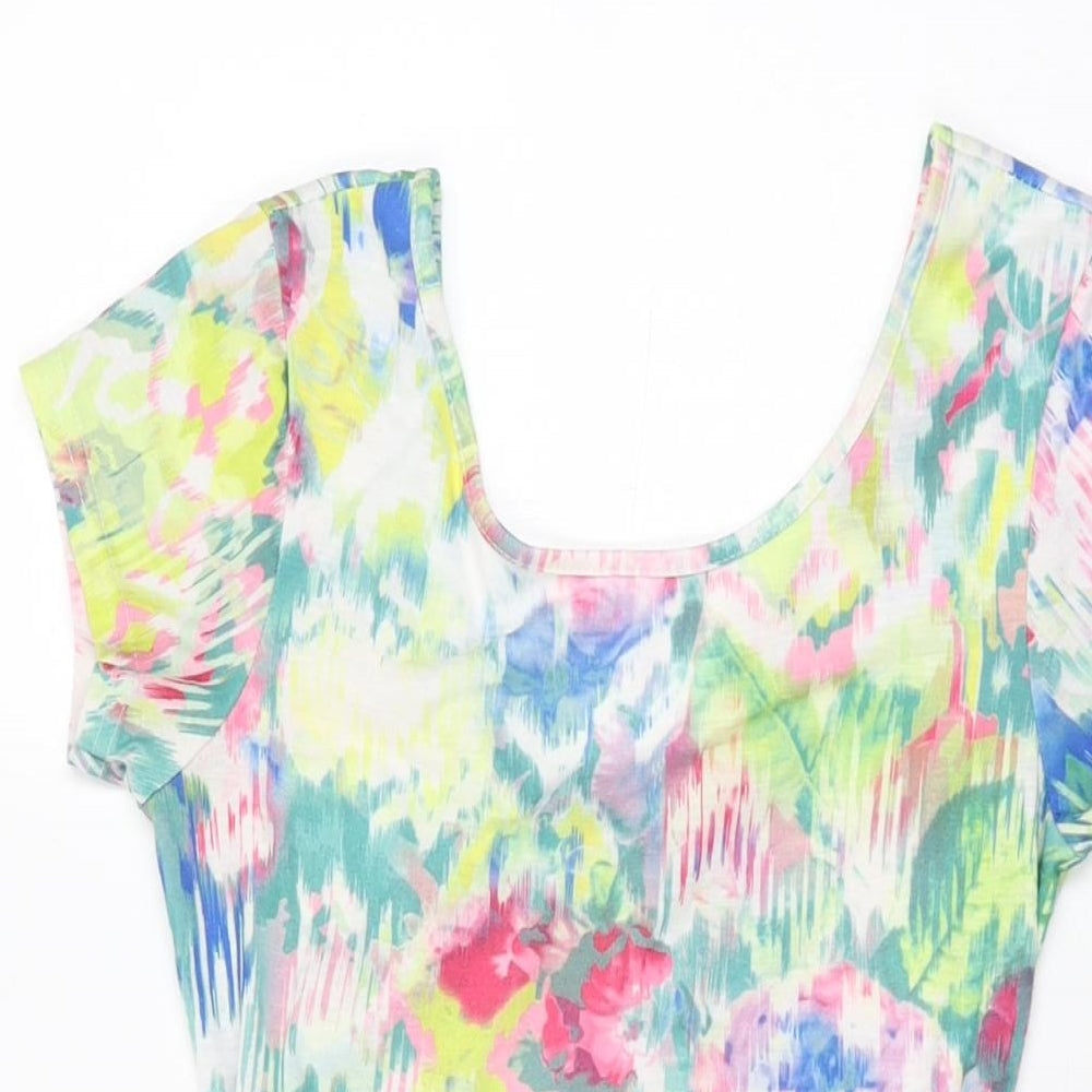 @Republic Womens Multicoloured Geometric Polyester Skater Dress Size 8 Scoop Neck Pullover