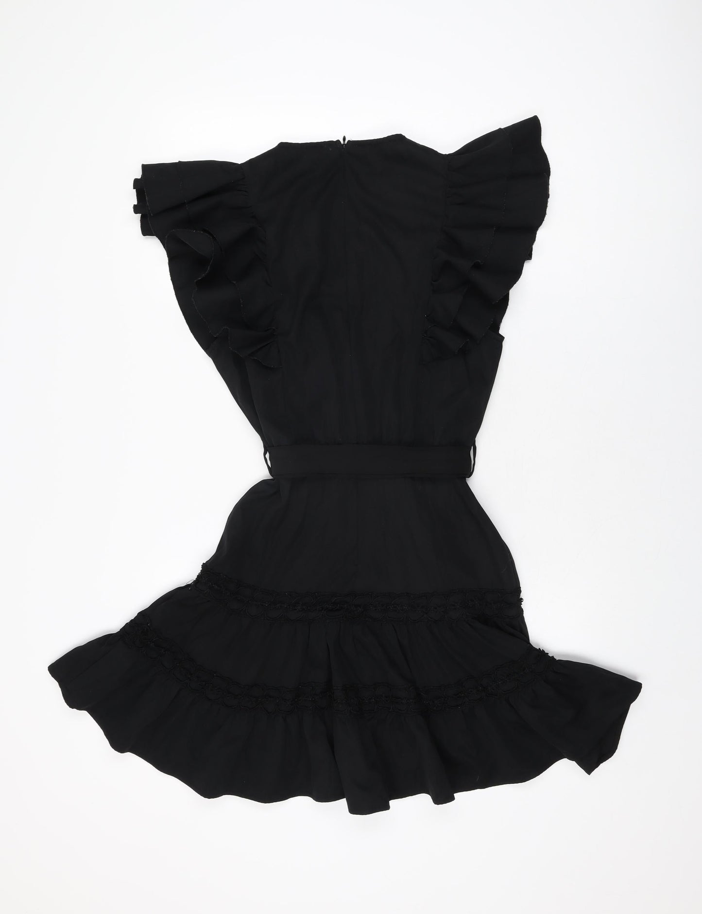 Eilly Bazar Womens Black Geometric Polyester Skater Dress Size S Round Neck Zip