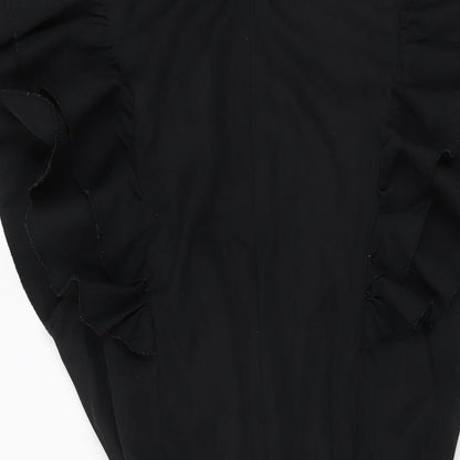 Eilly Bazar Womens Black Geometric Polyester Skater Dress Size S Round Neck Zip