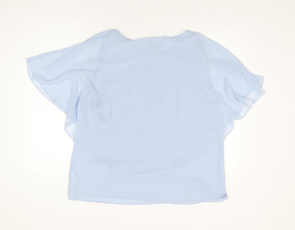 M&Co Womens Blue Polyester Basic Blouse Size 20 Boat Neck