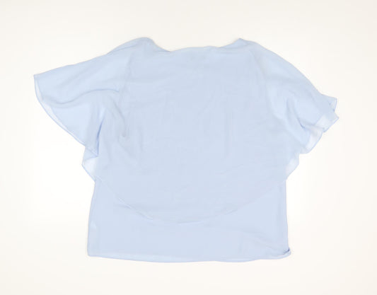 M&Co Womens Blue Polyester Basic Blouse Size 20 Boat Neck
