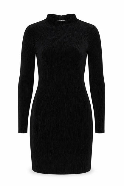 H&M Womens Black Polyester Bodycon Size S High Neck Hook & Eye