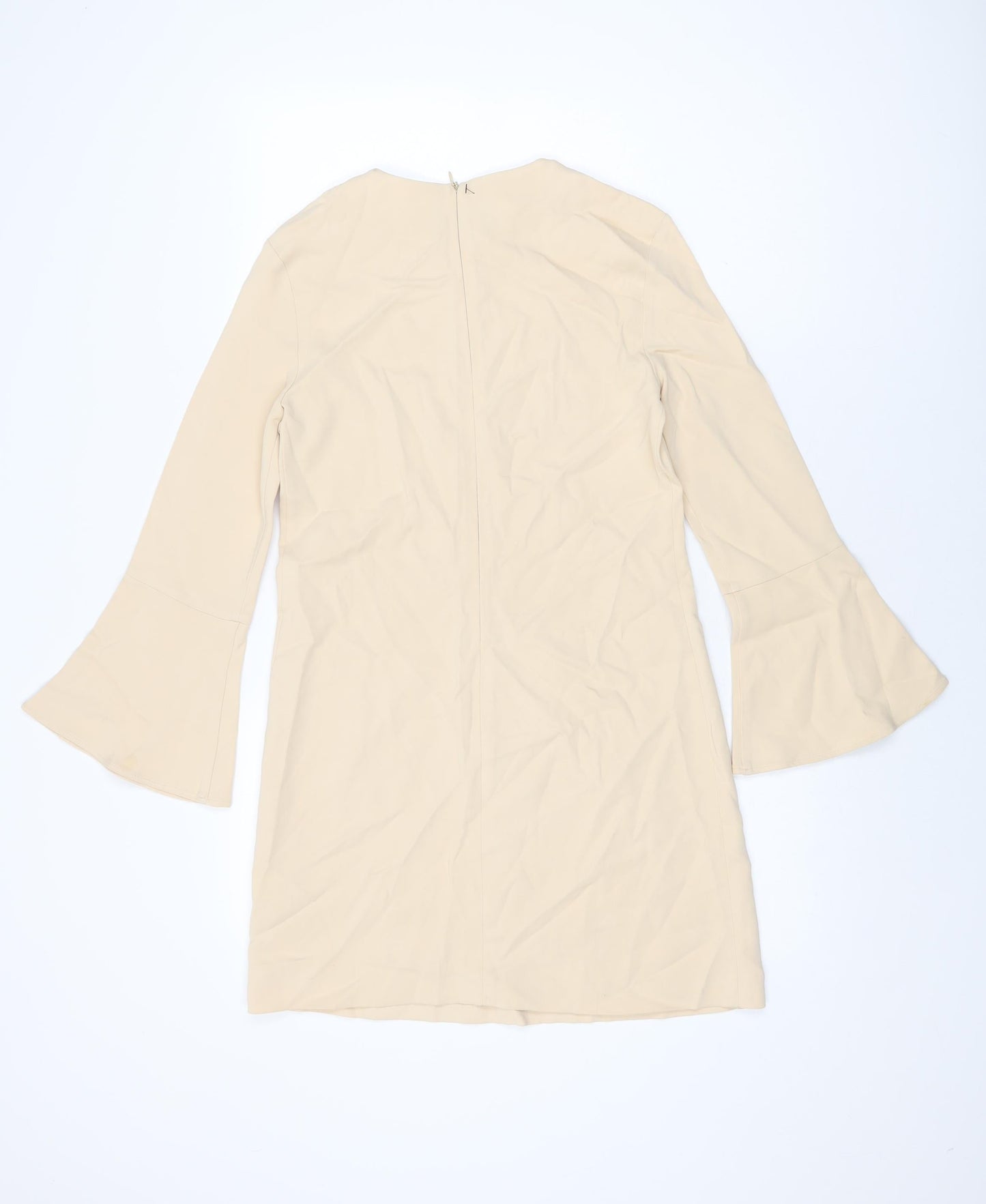 Zara Womens Beige Viscose Shift Size XS Round Neck Zip