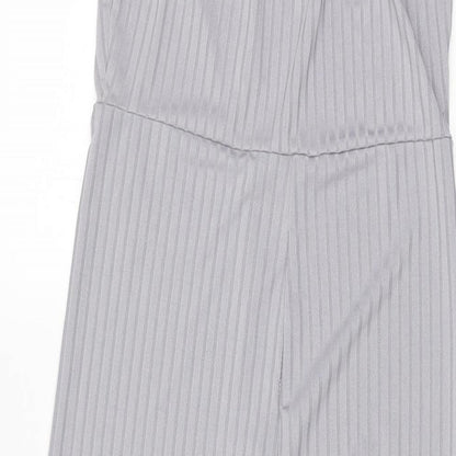PRETTYLITTLETHING Womens Grey Polyester Jumpsuit One-Piece Size 12 L28 in Pullover
