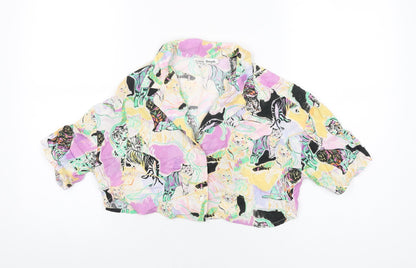 Womens UK Size S Pull&Bear Multicoloured Cropped Button-Up