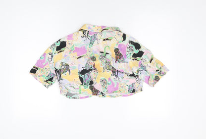 Womens UK Size S Pull&Bear Multicoloured Cropped Button-Up