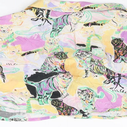 Womens UK Size S Pull&Bear Multicoloured Cropped Button-Up