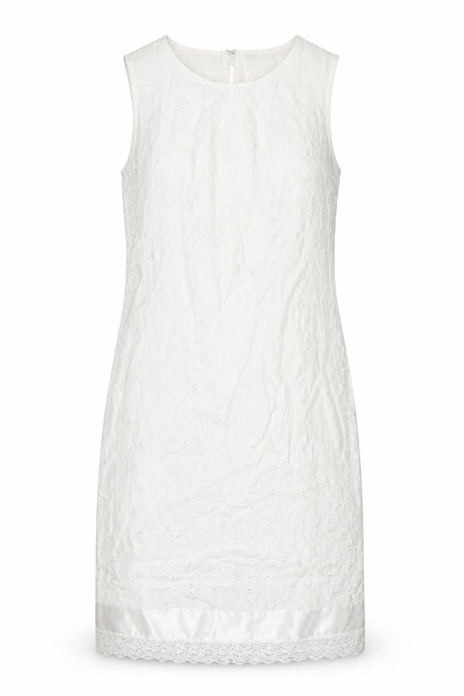 Marks and Spencer Womens White Geometric Cotton Shift Size 10 Round Neck Zip