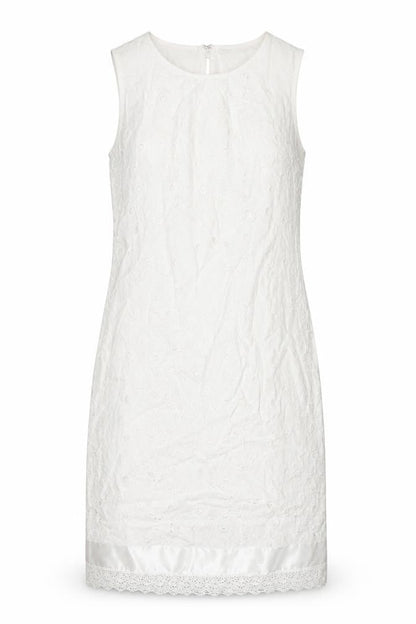 Marks and Spencer Womens White Geometric Cotton Shift Size 10 Round Neck Zip