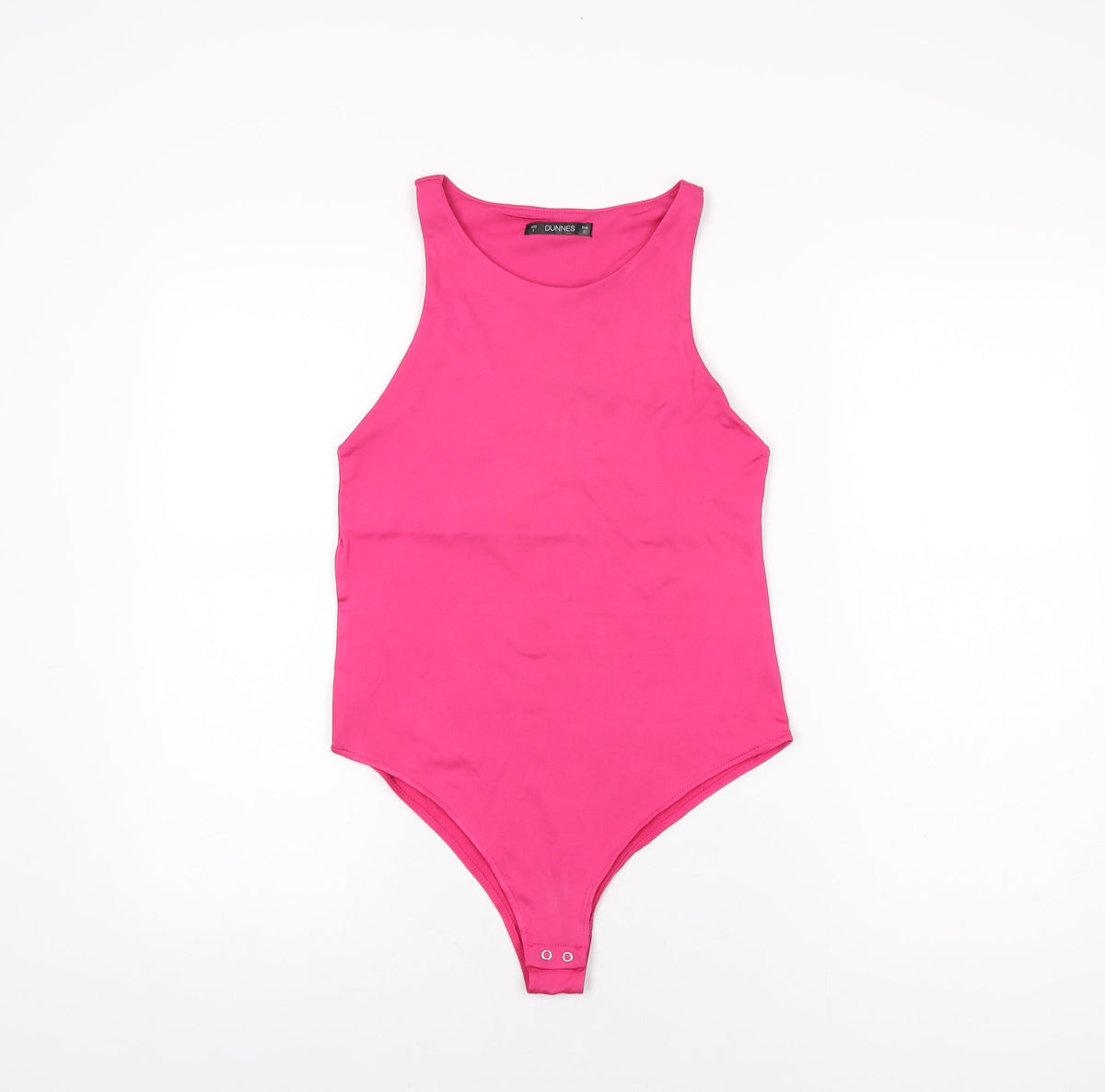 Additional front view of Dunnes women’s pink polyester bodysuit one-piece, size S, snap