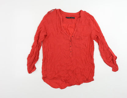 Womens UK Size M Zara Red Basic Blouse