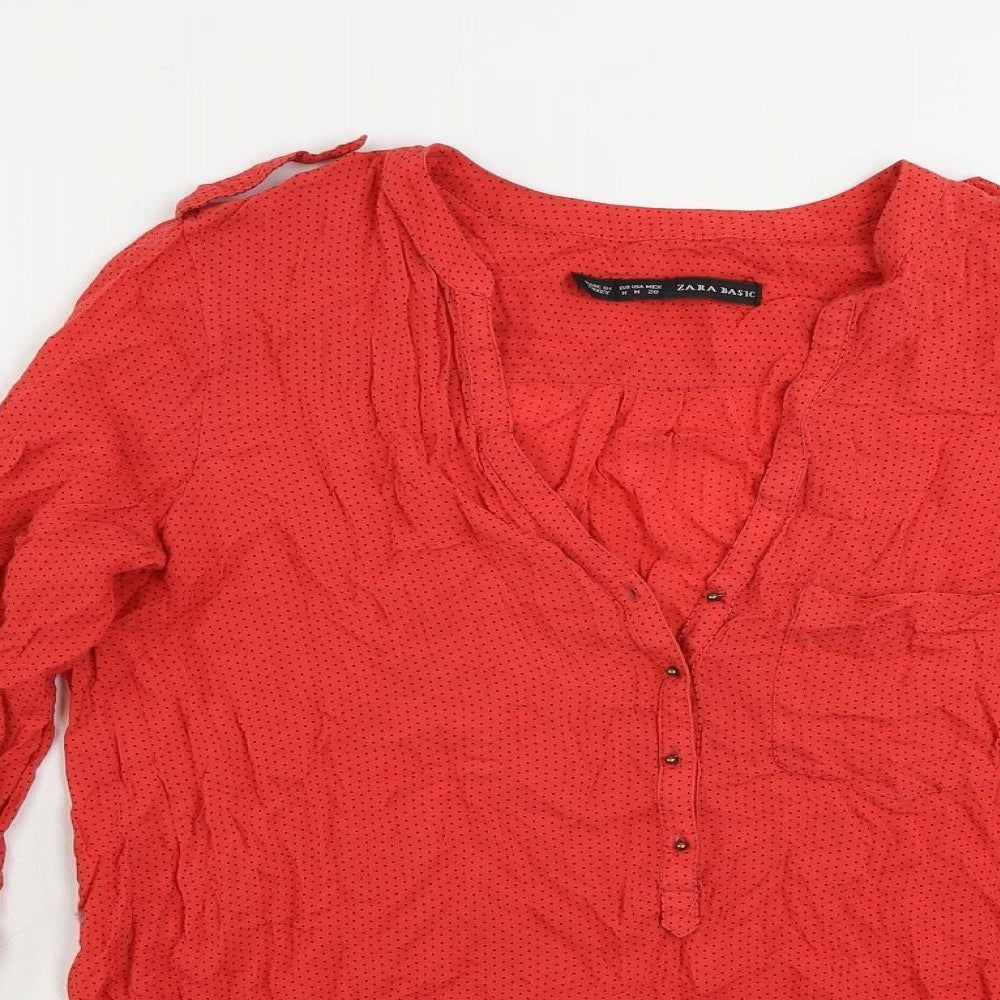 Womens UK Size M Zara Red Basic Blouse