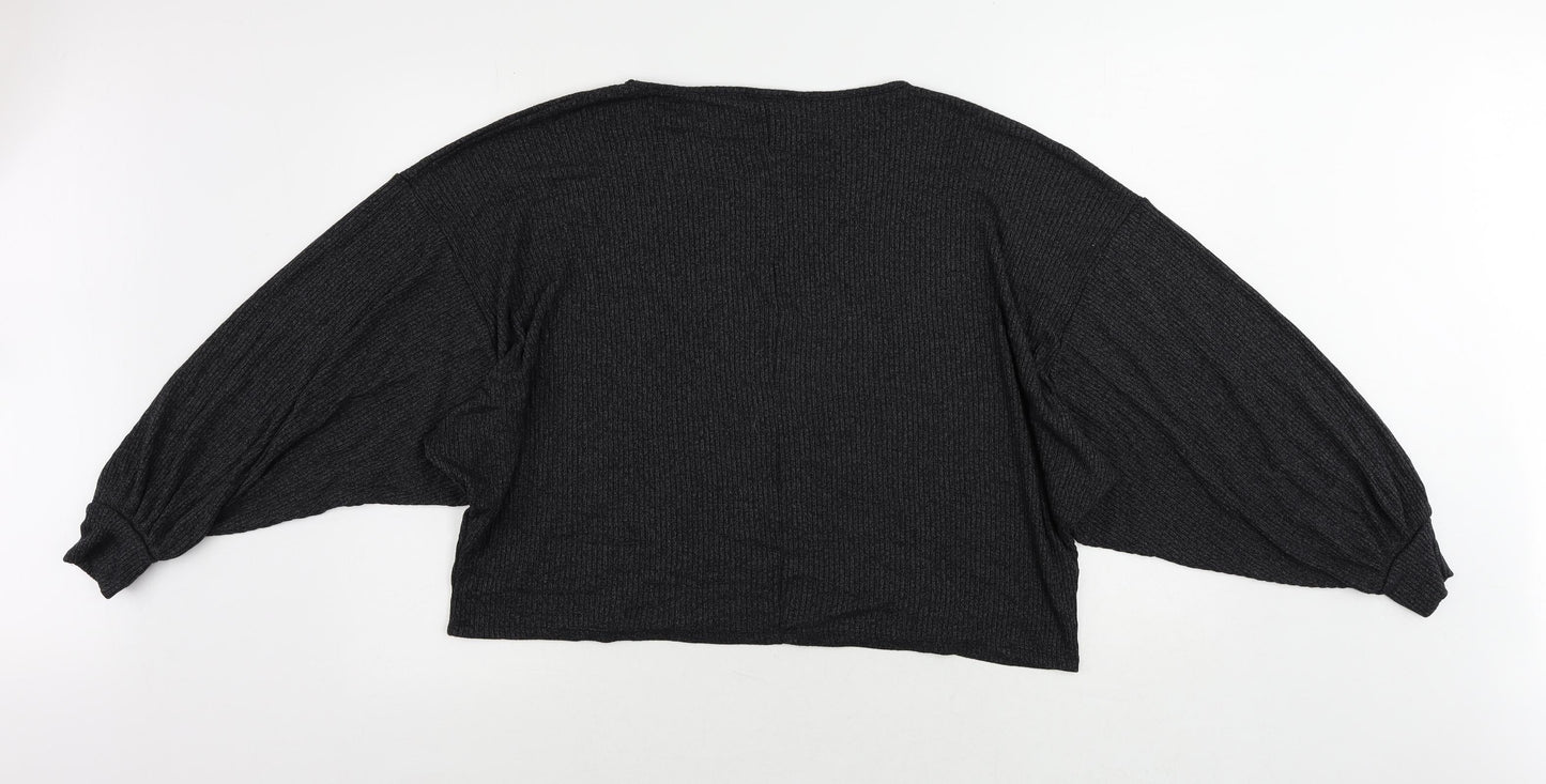 Womens UK Size M New Look Grey Basic Blouse