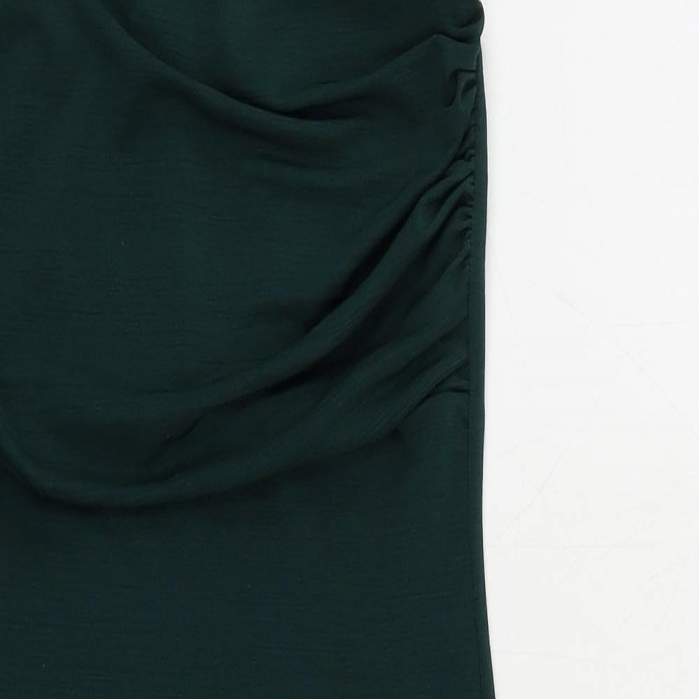 PRETTYLITTLETHING Womens Green Polyester Bodycon Size 8 Off the Shoulder Pullover - Strapless