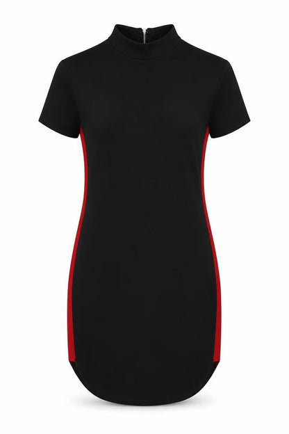 AX Paris Womens Black Polyester Pencil Dress Size 10 Mock Neck Zip