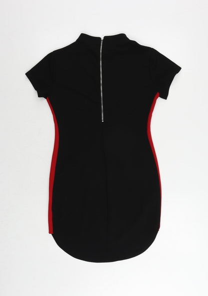 AX Paris Womens Black Polyester Pencil Dress Size 10 Mock Neck Zip