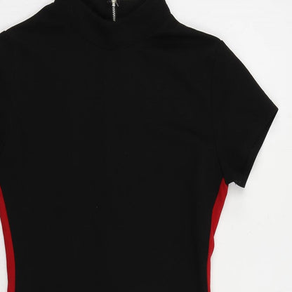 AX Paris Womens Black Polyester Pencil Dress Size 10 Mock Neck Zip