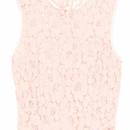Dorothy Perkins Womens Pink Nylon Fit & Flare Size 8 Round Neck Zip