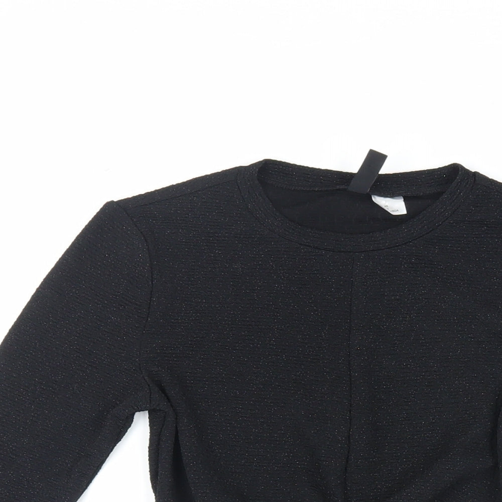 Womens UK Size XS Divided by H&M Black Cropped Blouse