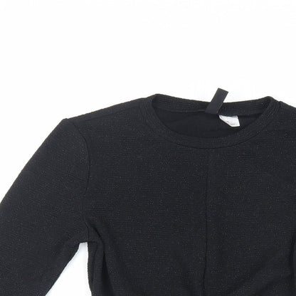 Womens UK Size XS Divided by H&M Black Cropped Blouse