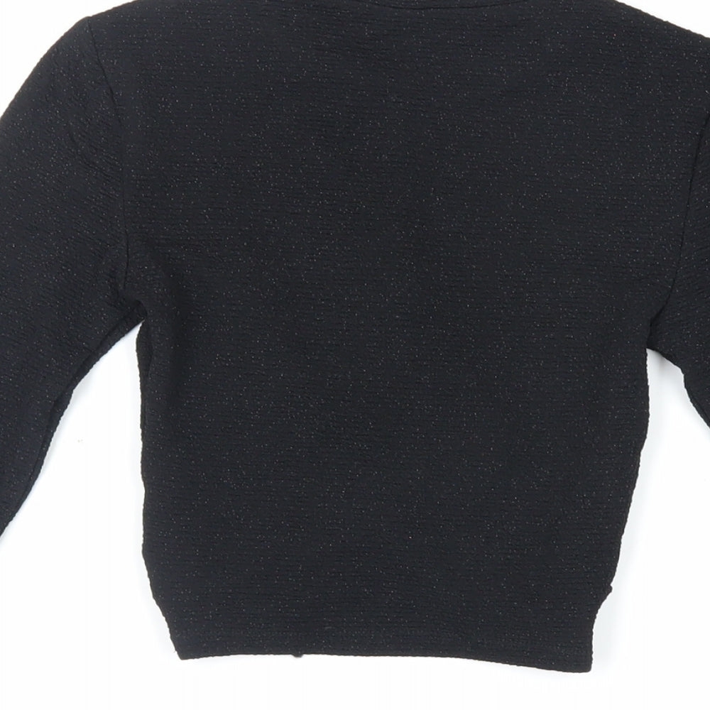 Womens UK Size XS Divided by H&M Black Cropped Blouse
