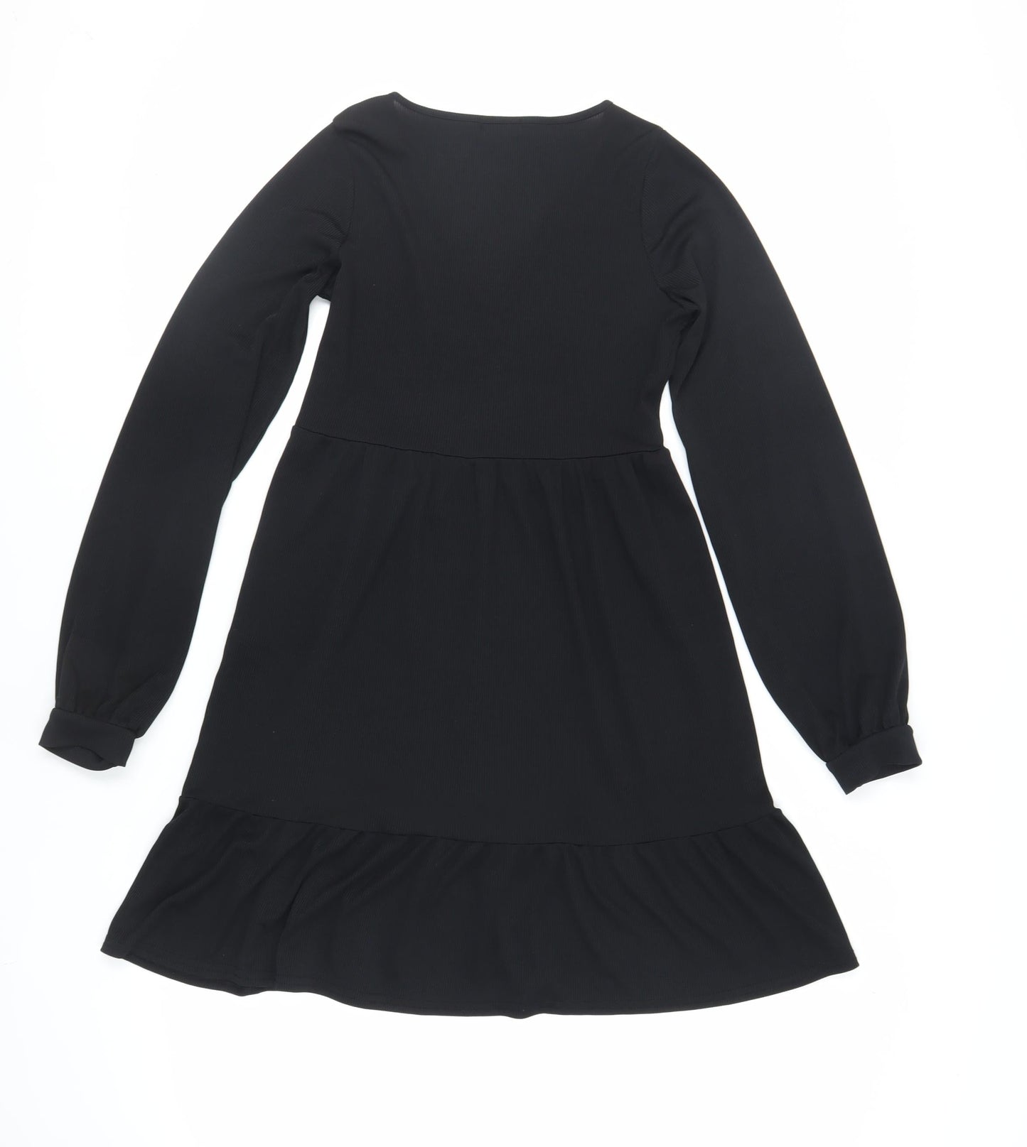 Boohoo Womens Black Polyester A-Line Size 10 V-Neck Pullover - Ribbed