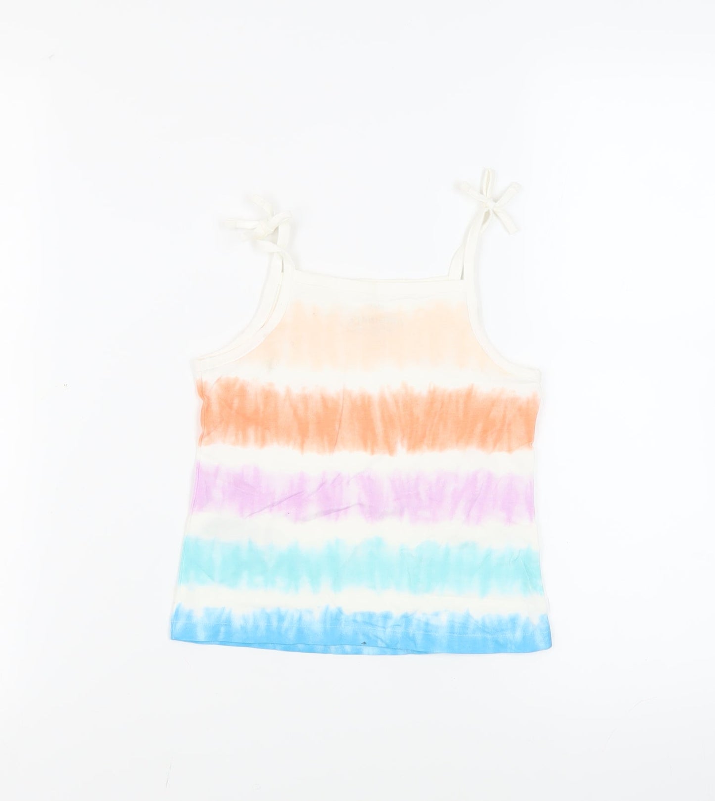 Marks and Spencer Girls Multicoloured Striped Cotton Camisole Tank Size 4-5 Years Square Neck Pullover