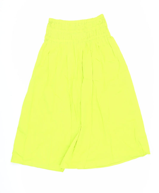 Marks and Spencer Womens Green Cotton A-Line Skirt Size 10 - Elasticated Waist