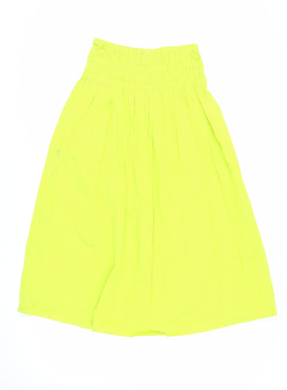 Marks and Spencer Womens Green Cotton A-Line Skirt Size 10 - Elasticated Waist