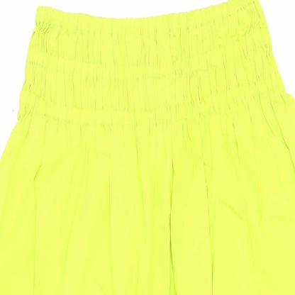 Marks and Spencer Womens Green Cotton A-Line Skirt Size 10 - Elasticated Waist