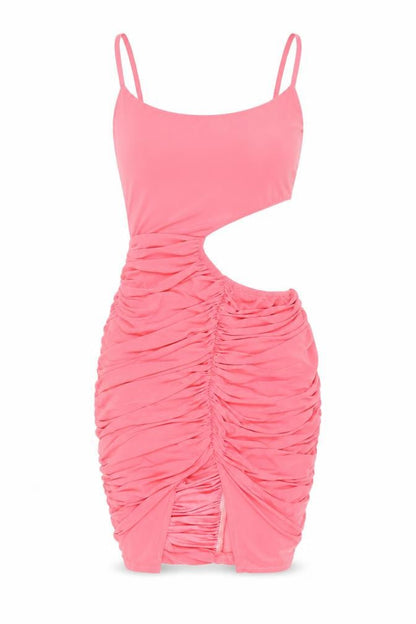 PRETTYLITTLETHING Womens Pink Polyester Bodycon Size 10 Square Neck Pullover - Ruched